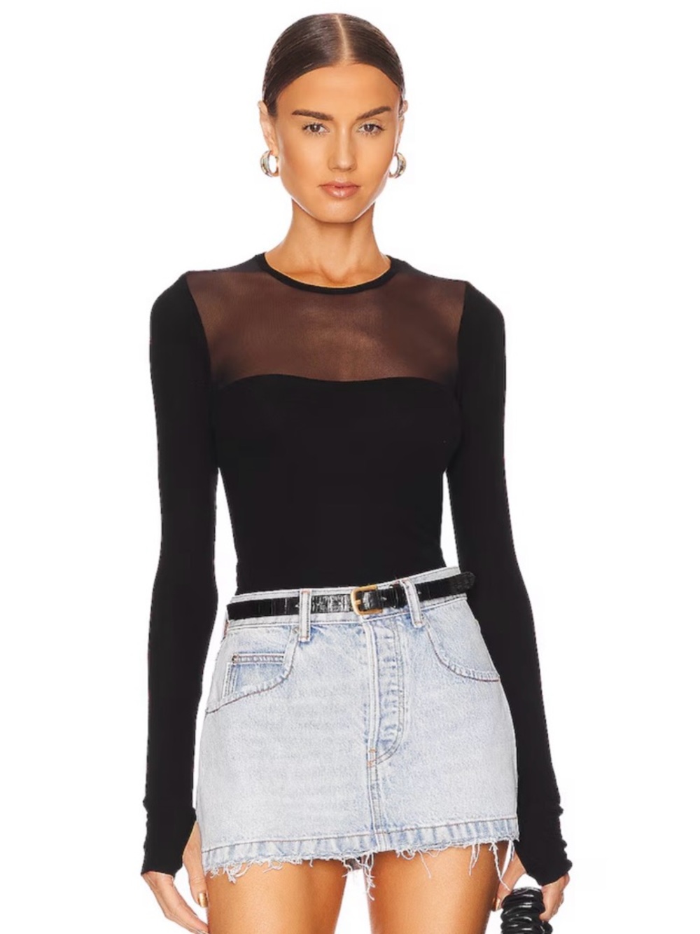 Michael Lauren Oslo Mesh Top in Black